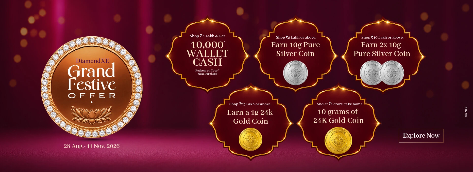 DiamondXE Grand Festive Offer - Wallet Cash, Silver & Gold Coin rewards